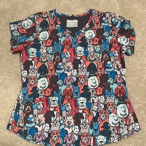 Skechers scrub top scrubs size large like new dogs animal animals dog barco